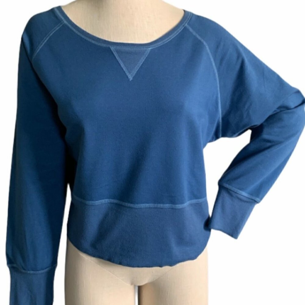 Soft Surroundings Relaxed Long Sleeve Top Soft‎ Cropped Lightweight XL Blue 57Q